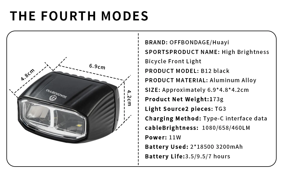 Luci LED Per Bici Ricaricabili USB, 1080 Lumen, Impermeabili IP45, 5 Modalità, Faro In Alluminio Per Mountain Bike E Bici Da Strada - 2