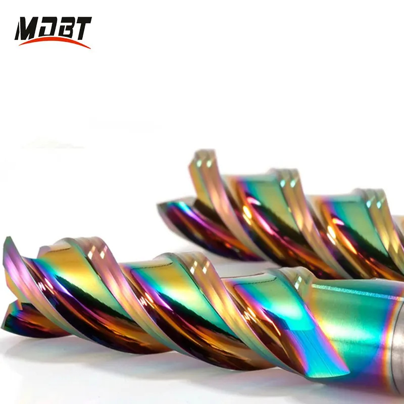 Colorful 3 Flute Carbide Aluminum Milling Cutter Tungsten End Mill 1-20mm HRC55 For Aluminum Acrylic Copper Plastic Router Bit