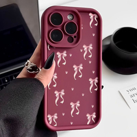 Shockproof Pink Bow Printed Case For iPhone 17 Air 16 15 Pro Max 16e 14 Plus 13 12 11 Pro Max XS Soft Silicone TPU Phone Cover