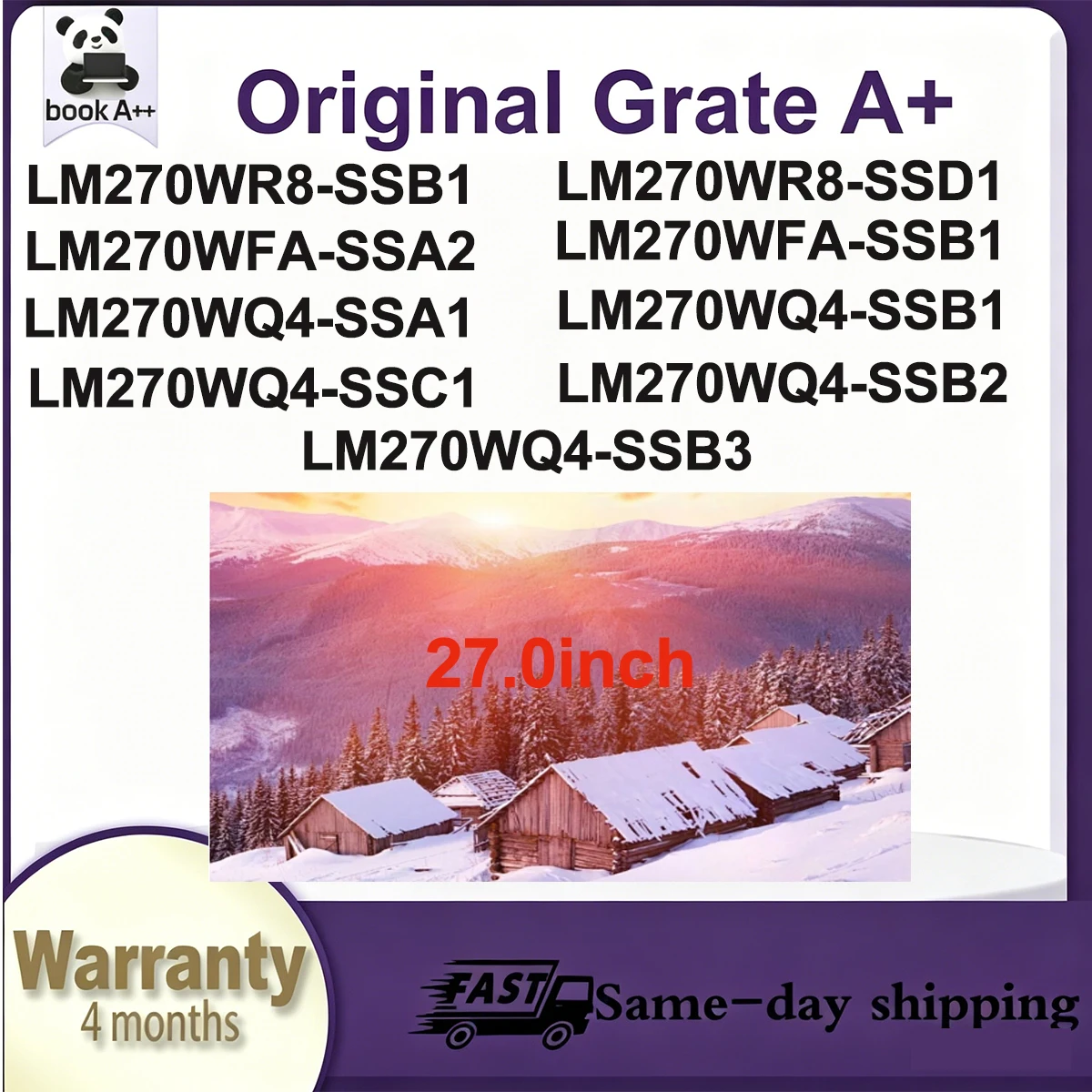 

Original New A+ 27" IPS LCD Screen LM270WR8 SSB1 SSD1 LM270WFA SSA2 SSB1 LM270WQ4 SSA1 SSB1 SSC1 SSB2 SSB3