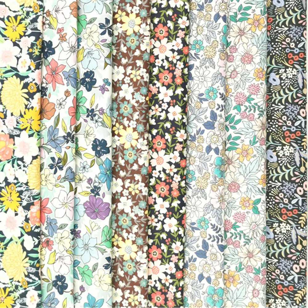 Tela 155 de algodón con estampado Floral Pastoral, Material para ropa, costura artesanal, edredón, vestido, trompeta, crisantemo, patrón de flores, 45 x 100%