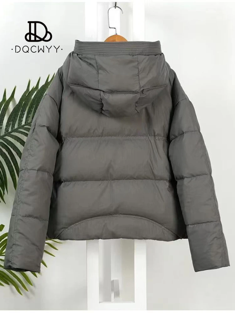 Chaqueta corta con capucha para mujer, abrigo suelto, ropa de algodón, monocromática, Tops casuales, Parkas de delgadez, moda coreana