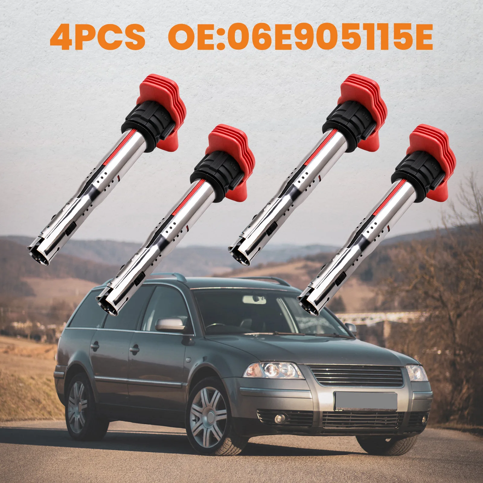 Set of 4 Electronic Ignition Coil For Audi A4A5/A6 Q7 Q5 R8 S4 S5 For Volkswagen For   Touareg 2006-2013 3.0 V6 TFSI, 4.2 V8