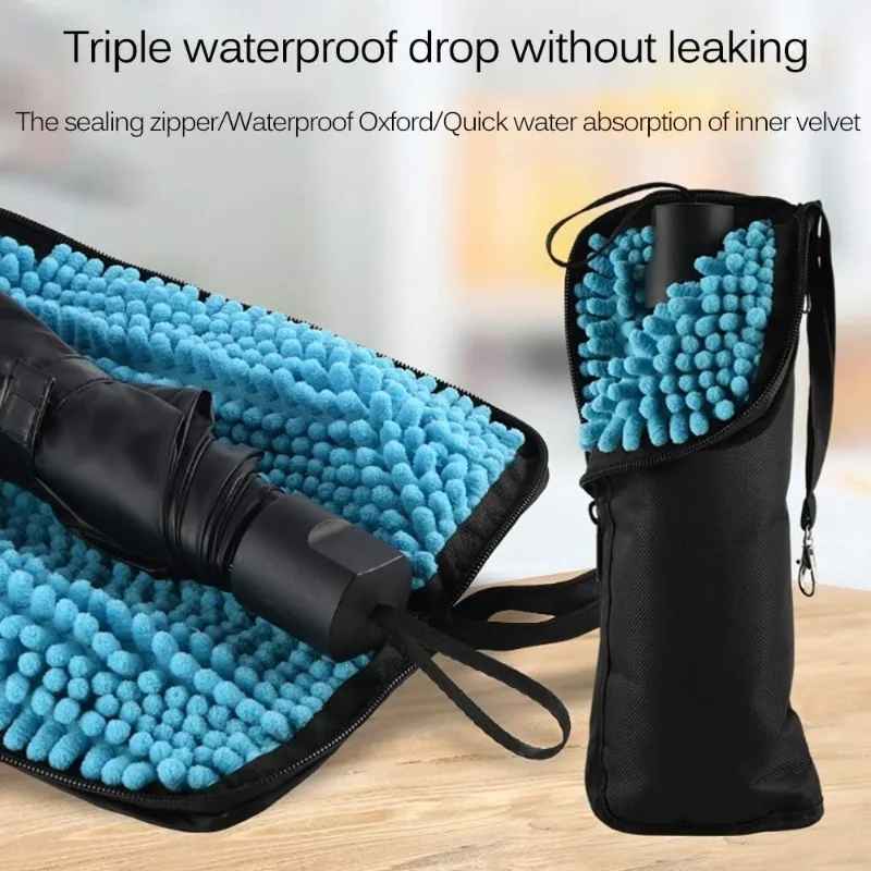11 * 4,72 Zoll NEUE, schnell trocknende Wasser-Regenschirm-Abdeckung, wasserabsorbierende Regenschirm-Tasche mit Reißverschluss, tragbar, wasserdicht
