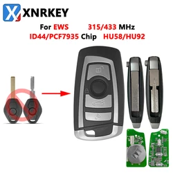 XNRKEY 4 Button Flip Remote Key ID44/PCF7935 Chip 315/433Mhz for BMW EWS 325 330 318 525 530 540 E38 E39 E46 M5 X3 X5 HU92/HU58