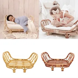 Handmade Rattan Bamboo Basket para Newborn, Fotografia Props, Doll Bed, Studio Acessórios