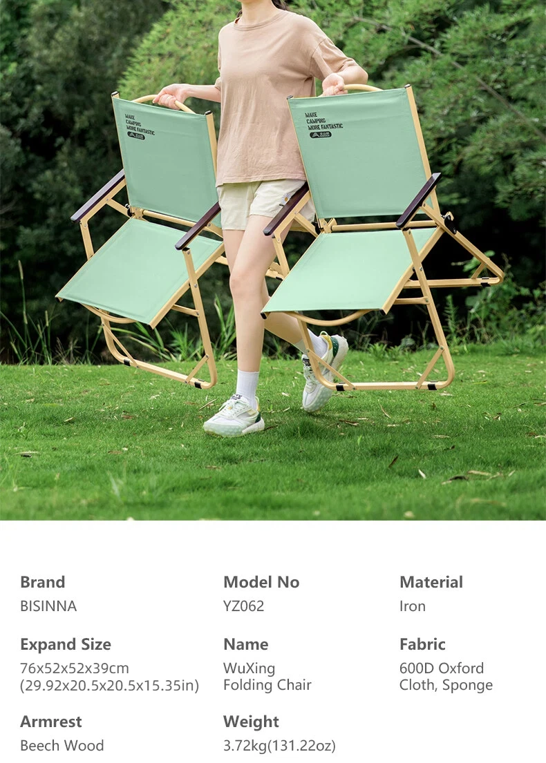 BISINNA Campingstuhl, tragbarer Klappstuhl für den Außenbereich, leicht, faltbar, Entspannungsstühle für Garten, Strand, Wandern – Detail 10