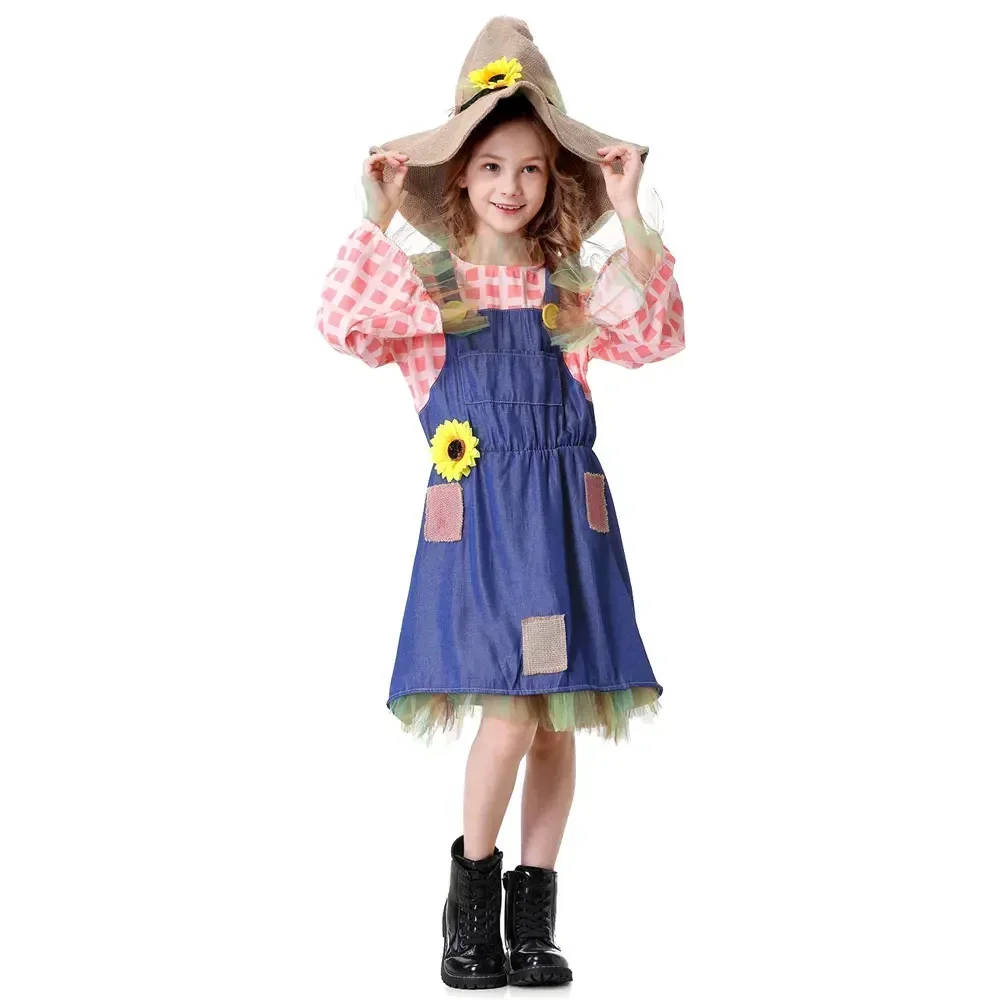 

K2 Halloween Cosplay Costume Parent-child Outfit Pioneer Girl Costume Colonial Dress Kids Floral Village Girl Costumes With Hats