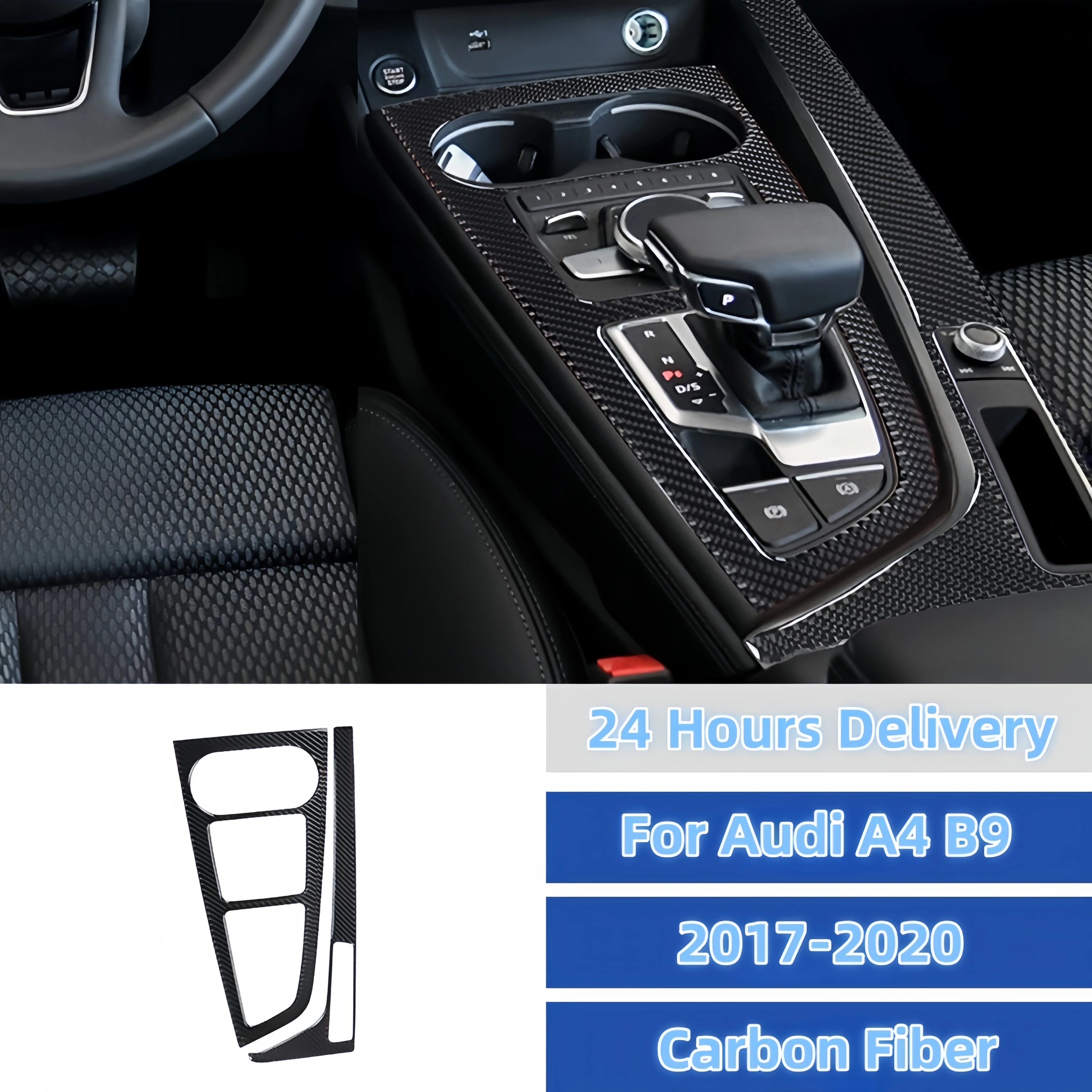 

For Audi A4 B9 2017-2020 LHD/RHD A4 B9 Carbon Fiber Center Console Gear Shift Panel Cover Trim Sticker Auto Interior Accessories