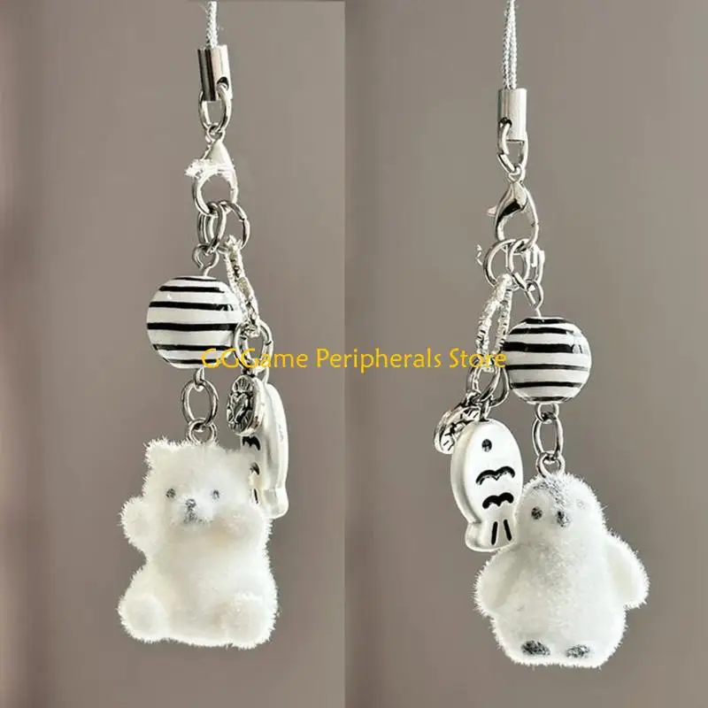 U55B Cartoon Animal Pattern Cellphone Case Lanyard Keychain Bag Decoration Straps Universal Phone Chain Pendant