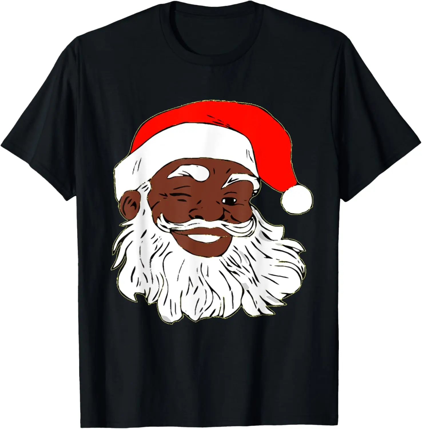 

African American Santa Claus Winking Christmas Xmas Holiday T-Shirt