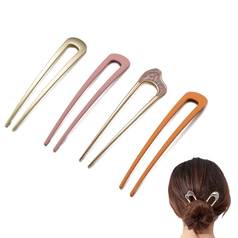 Vintage Metal U Shaped Hairpin Hair Stick Fork French Updo Chignon Bobby Pin for DIY Women Girls Buns Hairstyle Hair Accessories