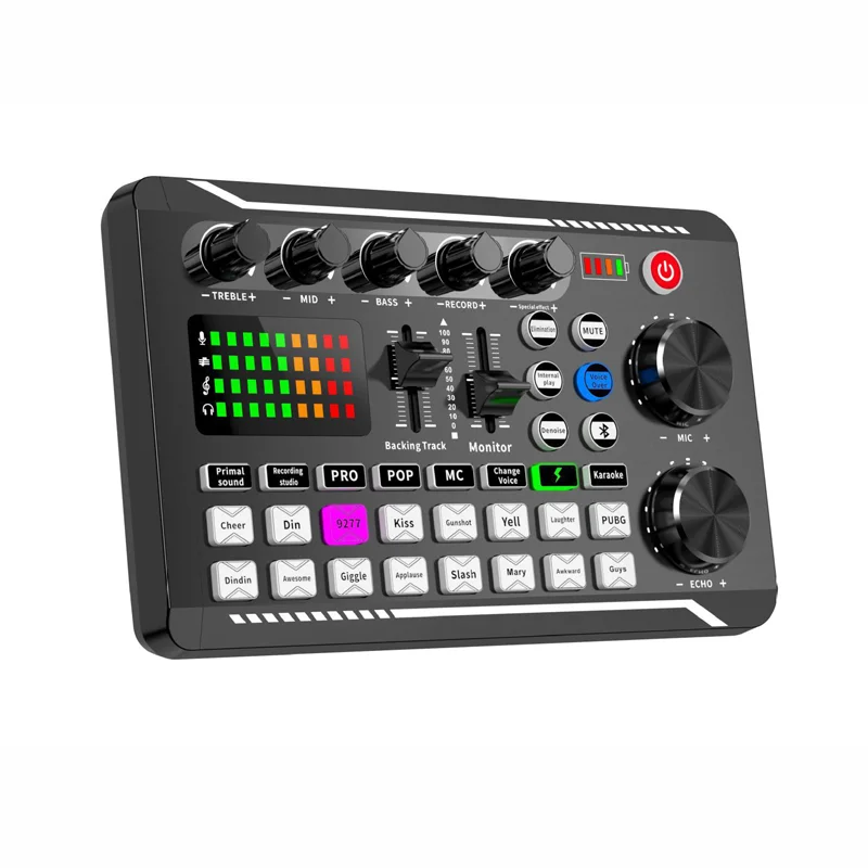 Cartão de som 16 efeitos sonoros redução de ruído misturadores fone de ouvido microfone controle de voz para o telefone computador computador dj música estúdio festa