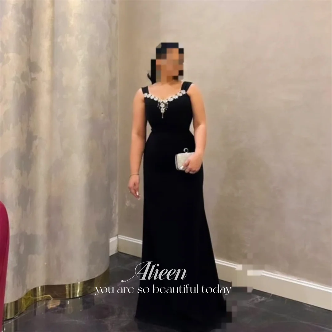 

Aileen Satin Scoop Black Mermaid Evening Dress 2026 Prom Dress Beading Elegant Formal Evening Customized Robes de Soirée