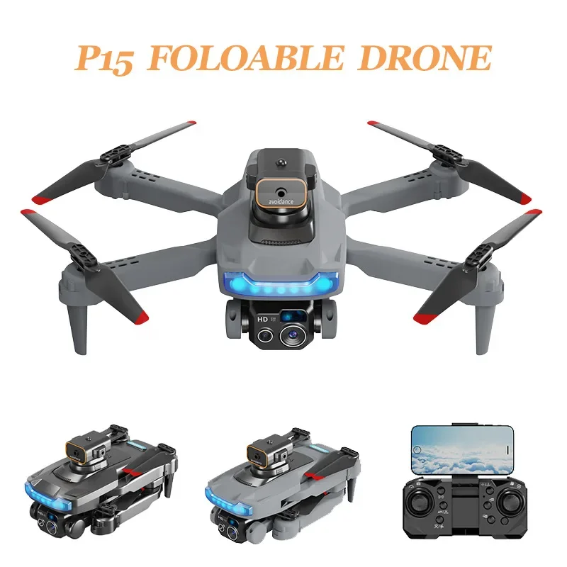 P15 Brushless HD Mini Drone Foldable Quadcopter with Obstacle Avoidance LED Backlight Remote Control for Aerial Photography