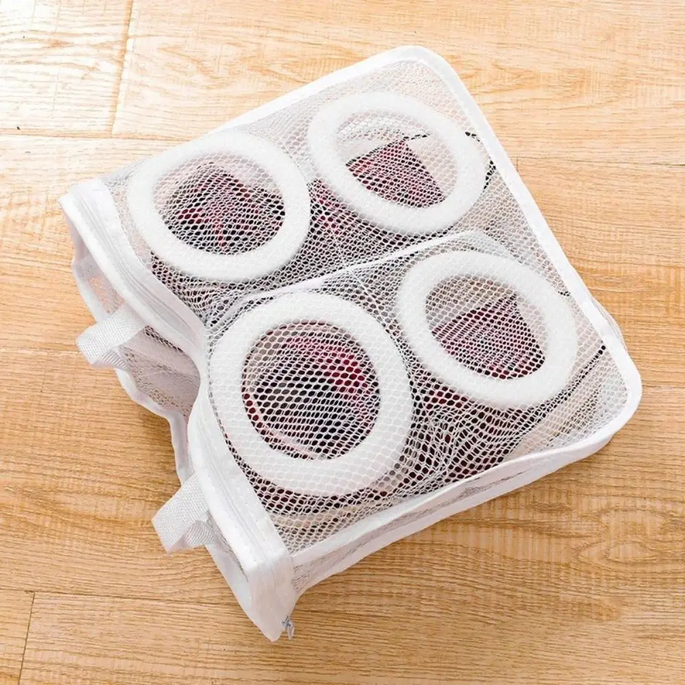 

Anti-deformation Mesh Laundry Bag Reusable Protective Washing Machine Shoes Pouch Hanging Handle Zipper Net Shoe Care Bag