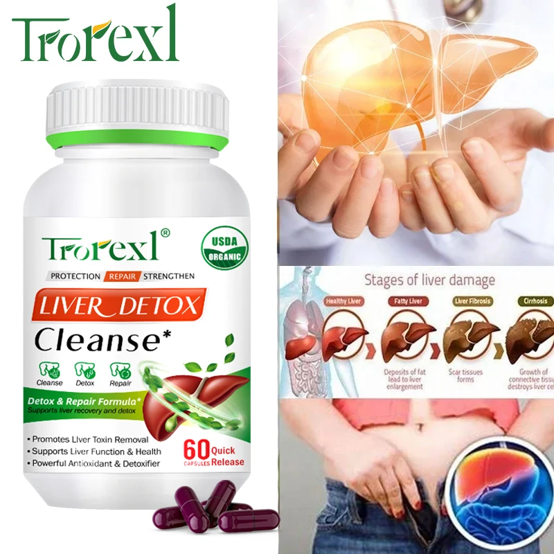 Liver Detox Cleanse Fatty Liver Repair, Liver Health, Detoxification, Antioxidant, Swelling Reduction, Milk Thistle Supplement