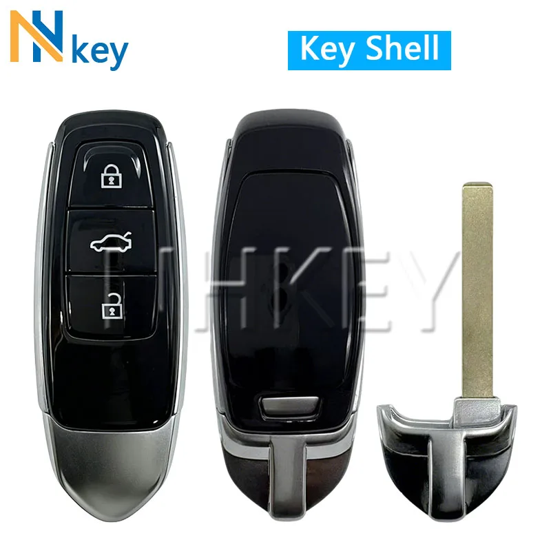 Luxury Brand Car Key Replacement Shell Fob With Metal Stickers 3 Buttons