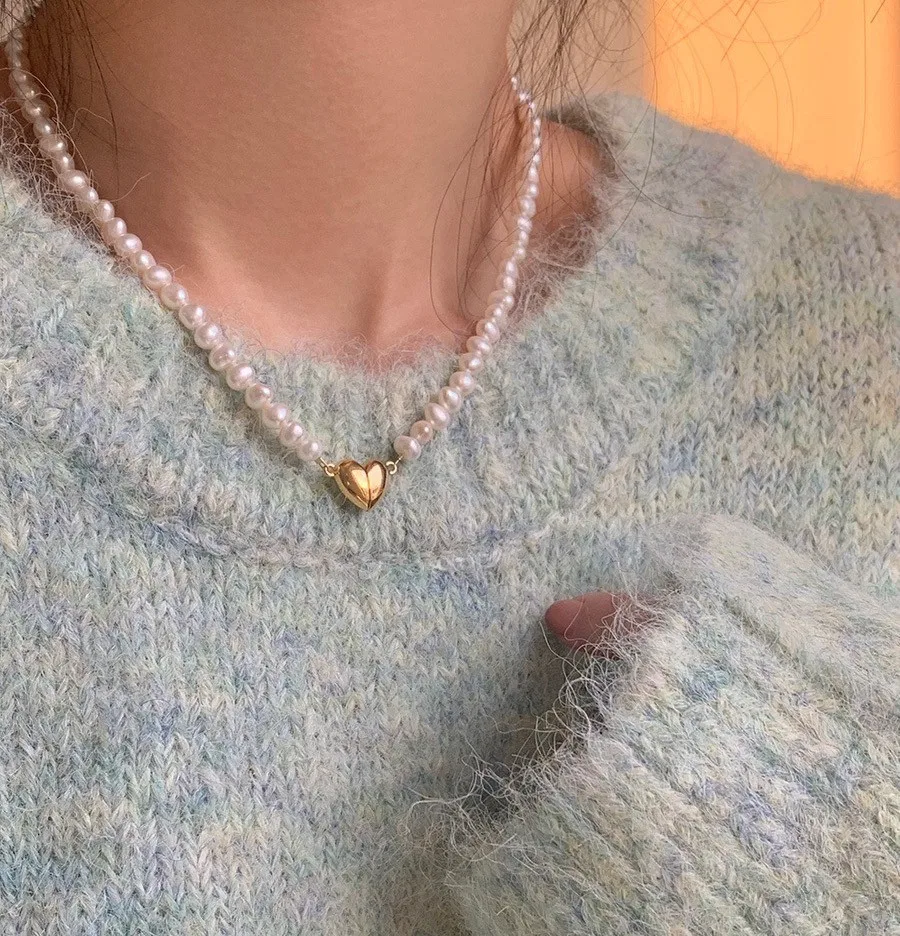 Romantic Love Heart Natural Baroque Freshwater Pearl 14K Gold Filled Female Necklace Jewelry For Women Wedding Gifts No Fade