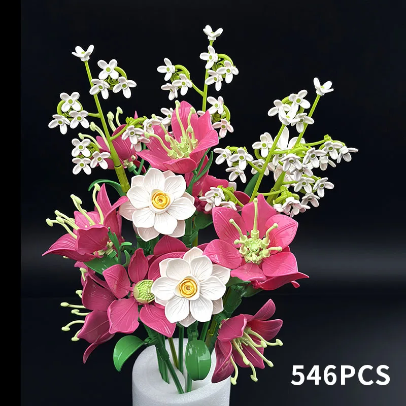 Grand Bouquet Lys Roses — 546 pièces