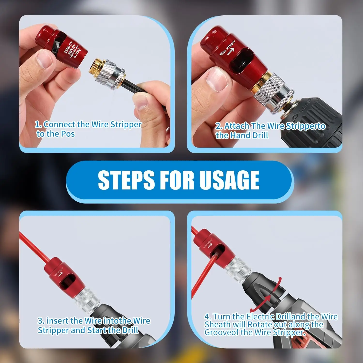 Electric Wire Stripper for 2.5/4/6 Square Wire Cable Automatic Stripping Tool Electric Wire Peeling Machine for Electrician