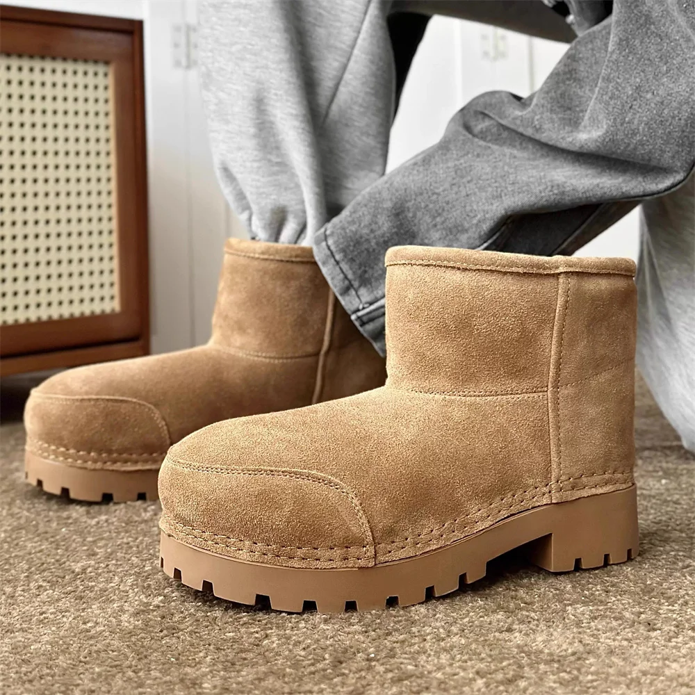 

Winter Warm Snow Boots for Men Thick Plush Comfort Outdoor Platform Anti Slip Ugly Cute Big Heightening Cotton Plus Boots