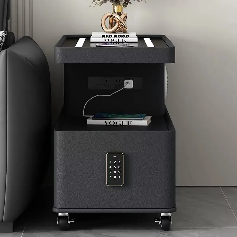 طاولة قهوة جانبية ذكية قابلة للدوران متعددة الوظائف، عجلات قفل متحركة، طاولة بجانب السرير الذكية الفاخرة لغرفة المعيشة المنزلية #3