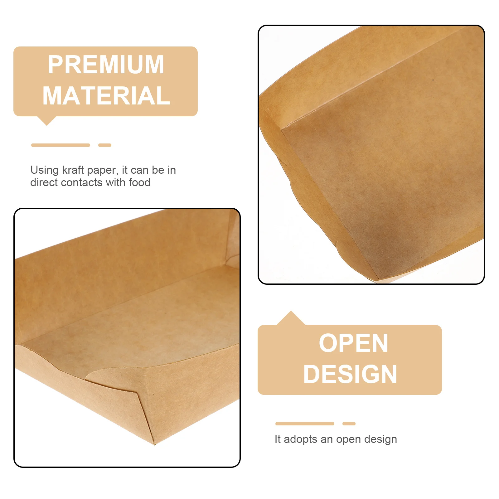 

100pcs Oil-proof Kraft Paper Boat Boxes 16x11x4 3cm Portable Food Containers Healthy Microwaveable Frying Chicken Holders