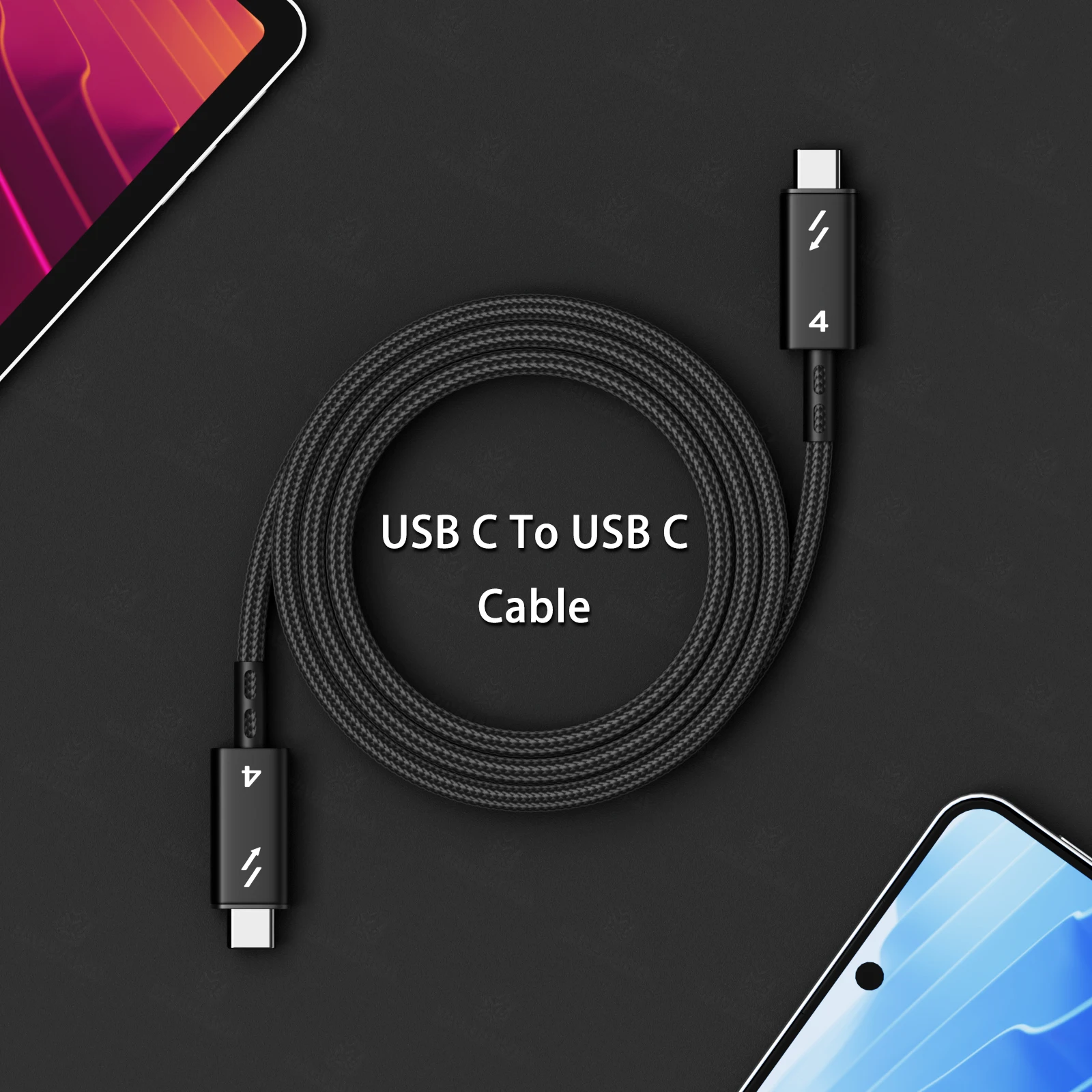 Thunder-bolt 4 USB C to Type C Cable USB4 40Gbps USB-C Data Cable PD 240W Fast Charging Type-c Charge Line For Macbook Pro iPad