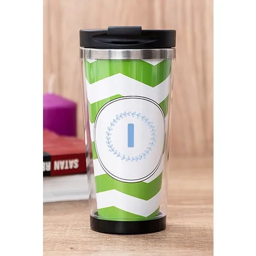 Gift Shop I Letter Blue Framed Green Thermos Cup