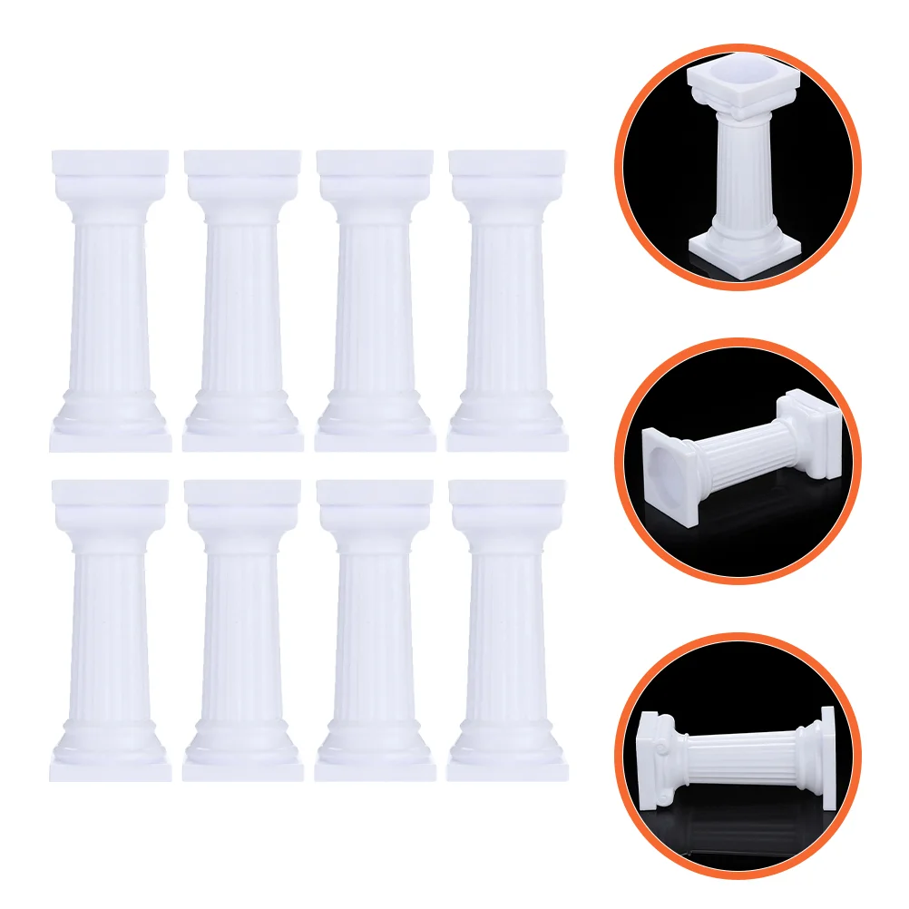 

8 Pcs Roman Pillar Cake Stand Small Plastic Display Support Rod Car Decorations Tier Desert Stands Wedding Centerpiece