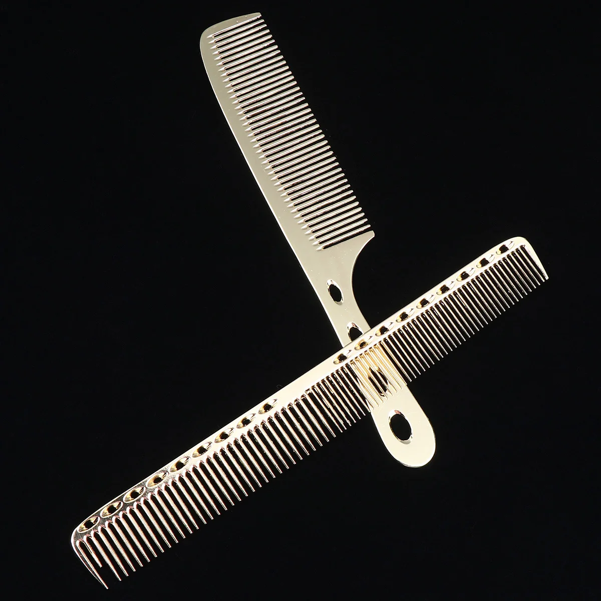 

2Pcs Premium Stainless Steel Hair Combs Ultra-Thin Body for Comfortable Scalp Care Golden Finish S908 S909 Large Hairdressing