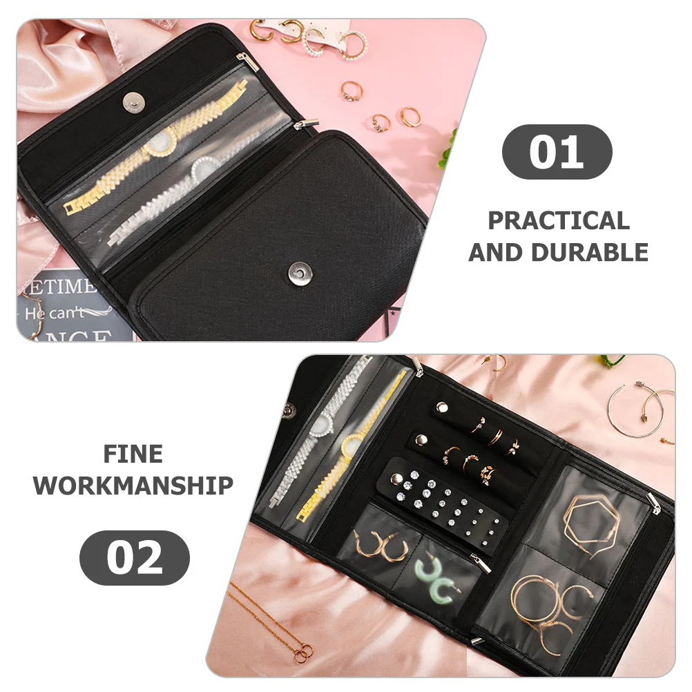 

Foldable Jewelry Roll Bag Travel Storage Pouch For Necklace Bracelet Ring Organizer Portable Dustproof Jewelry Holder Small Gift
