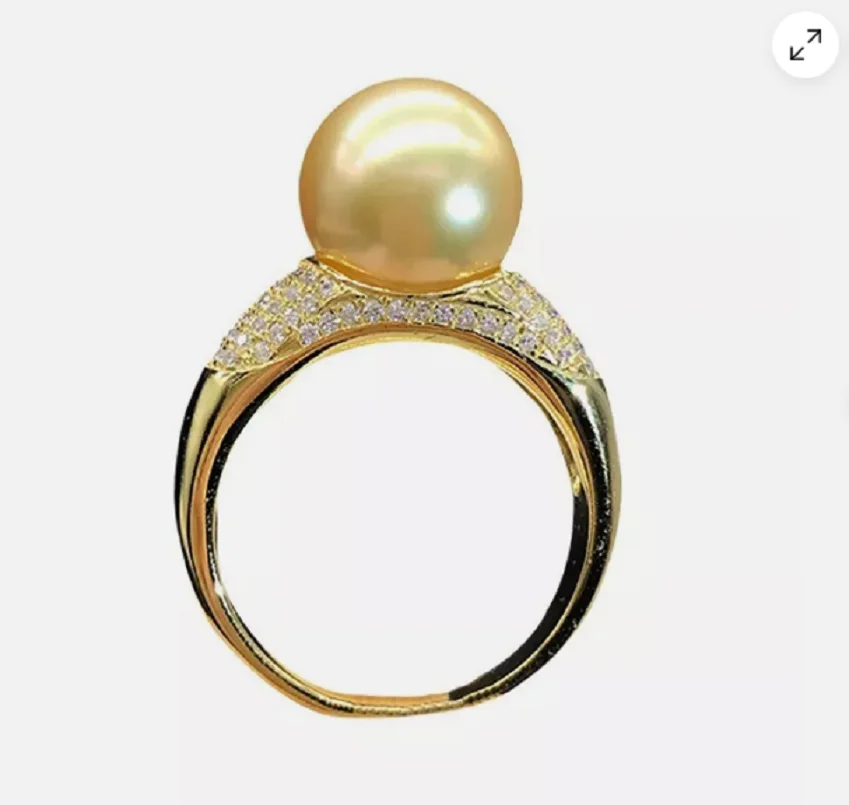 

New AAAAA 10-11mm Natural South Sea Round Pearl Ring 18kP