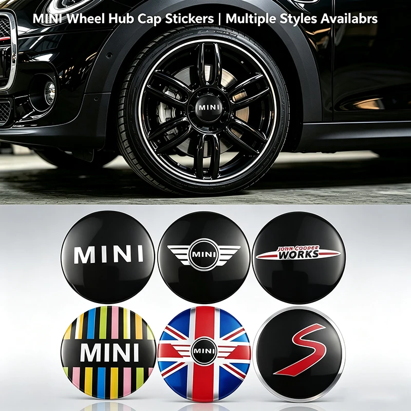 56mm Wheel Hub Cap Stickers Car Wheel Center Badge for MINI JCW R50 R52 R53 R56 R57 R58 R60 CLUBMAN COUNTRYMAN Auto Accessories
