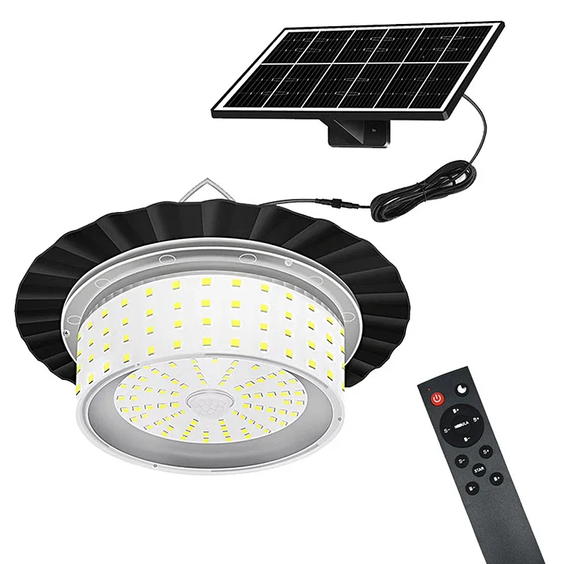 Lampe solaire à 244 LED avec détecteur de mouvement et télécommande, imperméable conforme à la norme IP65, luminaire d'intérieur et d'extérieur, 5 modes d'éclairage