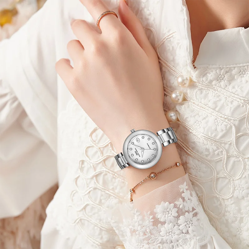 امرأة فاخرة ساعة أوتوماتيكية مقاوم للماء موضة ساعات المعصم الميكانيكية هدايا السيدات الماركات الأصلية ساعة اليد الإناث الرياح الذاتية
