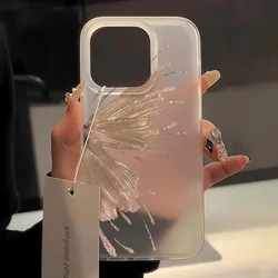 Gold Butterfly Soft TPU Case For iPhone 13 11 12 14 15 17 16 Pro Max Funda iPhone 12 13 Mini Plus Translucent Clear Phone Cover