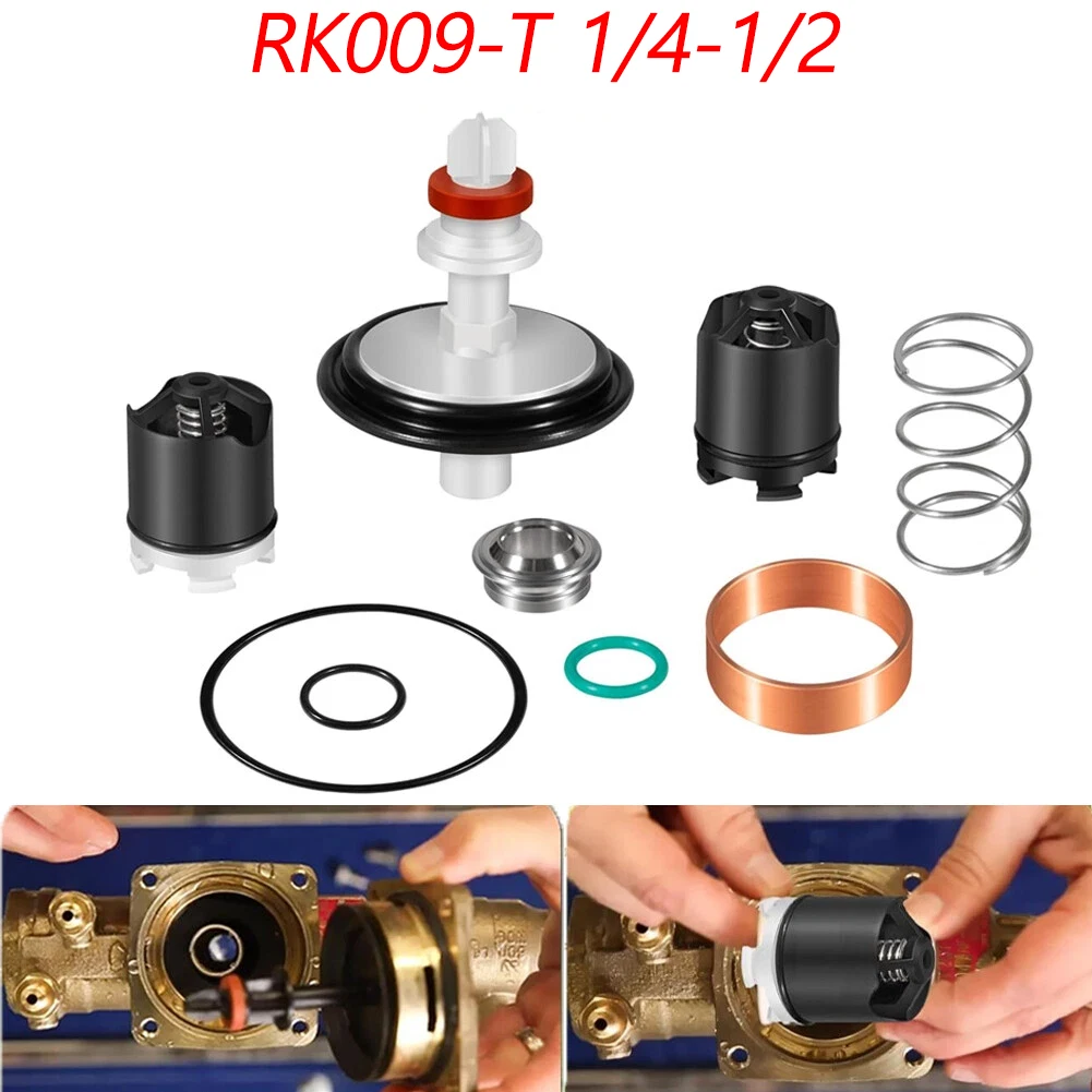 TM 0887298 Kit de reparación total para Watts 1/4-1/2" LF009, 009 Reemplazo para RK 009-T 1/4"-1/2" Kit de reparación total de zona de presión reducida