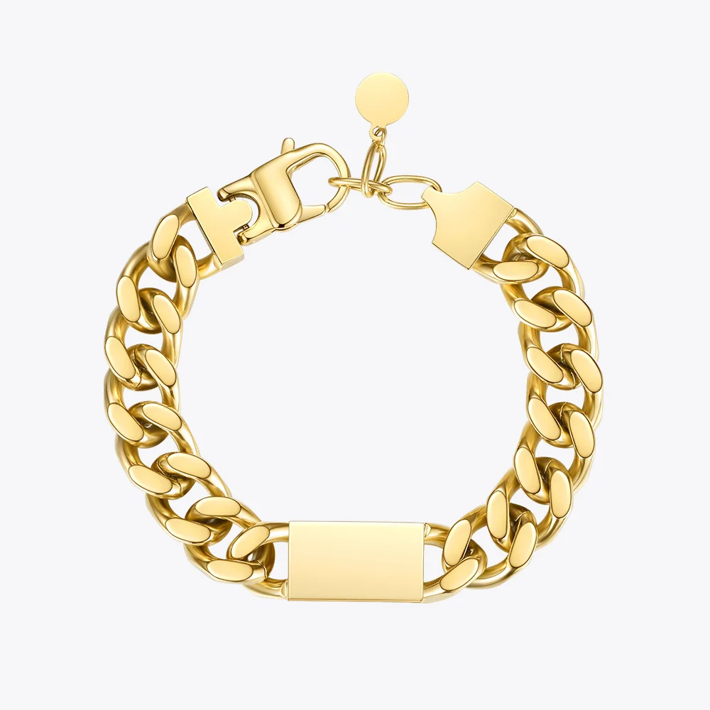 ENFASHION Punk Cuboid Chunky Bracelet For Women Gold Color Stainless Steel Fashion Jewelry Wide Bracelets 2020  Pulseras B202214