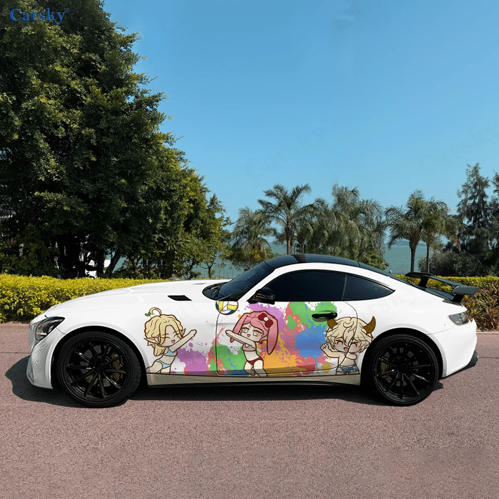 

Сяоoniu и его друзья, высококачественные наклейки с креативным рисунком для кузова автомобиля, двери, две модные наклейки, две украшения