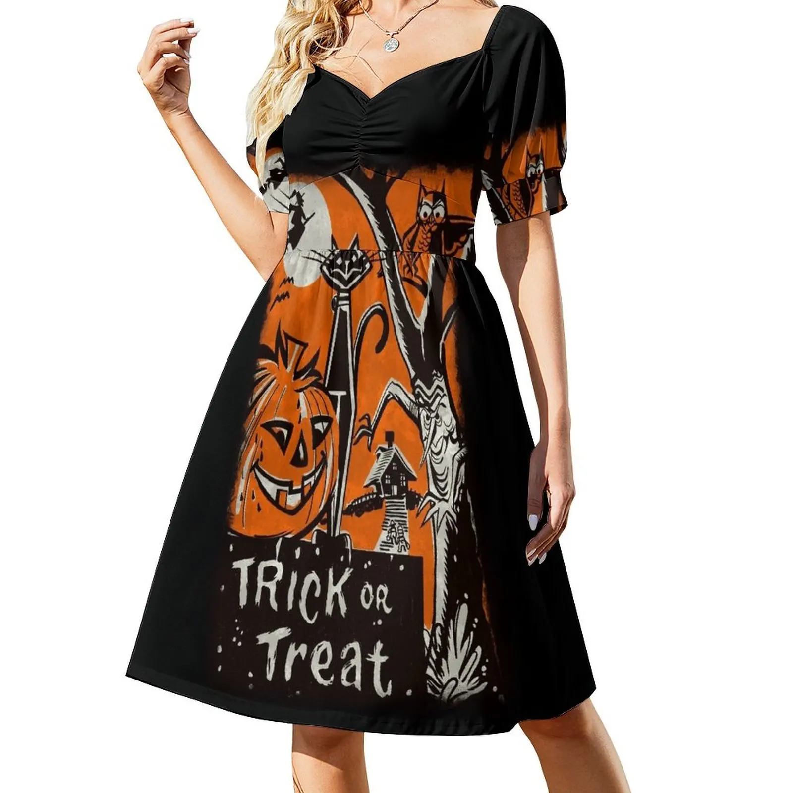 

Spooky Trick’r’Treat Short Sleeved Dress dress women summer clothes for woman luxury women's party dress evening prom