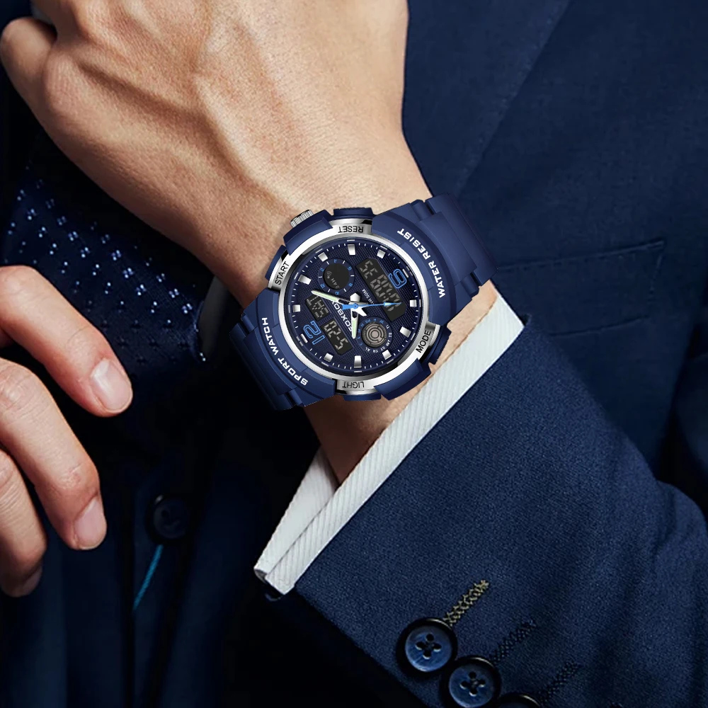 LIGE Neue männer Sport Digitale Elektronische Uhr Männer Volle Funktion Welt Zeit LED Auto Hand Hebe Lampe Wasserdichte Uhr Für männer