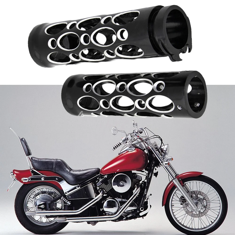 1inch 25mm Aluminum Motorcycle Handlebar Hand Grips Hollow-Out Style Black Chrome For Harley Touring Dyna Suzuki Kawasak Chopper