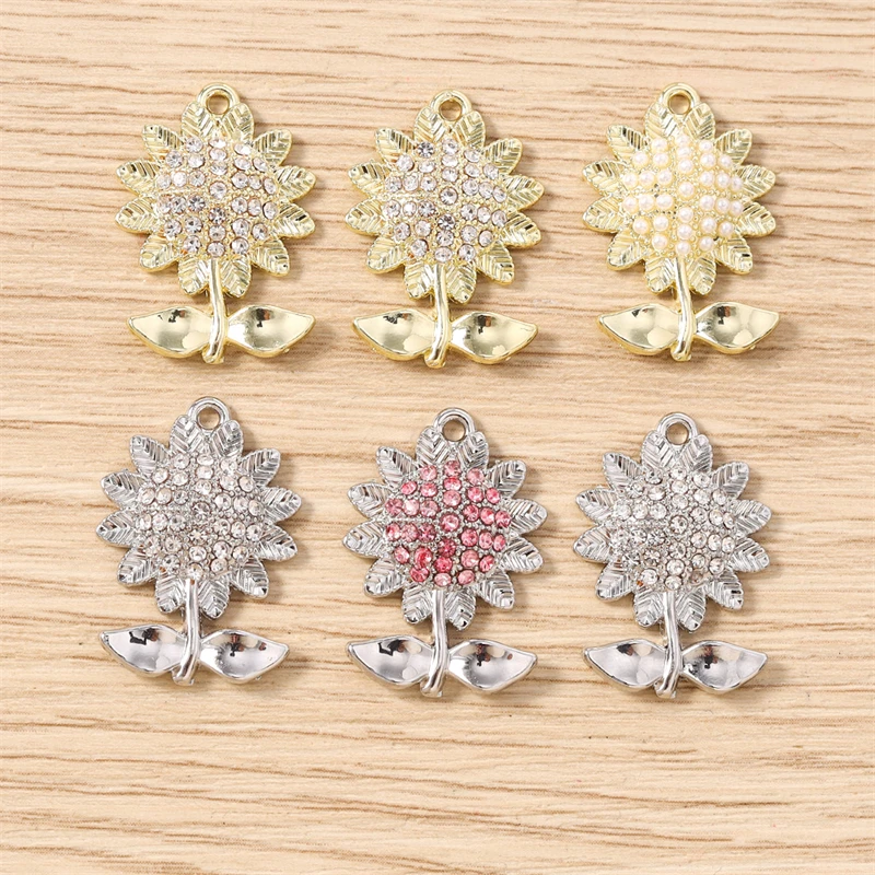 5 Stück niedliche, gemischte Kristall-Metall-Weihnachts-Schneeflocken-Blumen-Charms für die Schmuckherstellung, Anhänger, Halsketten, Ohrringe, DIY-Bastelbedarf – Detail 9