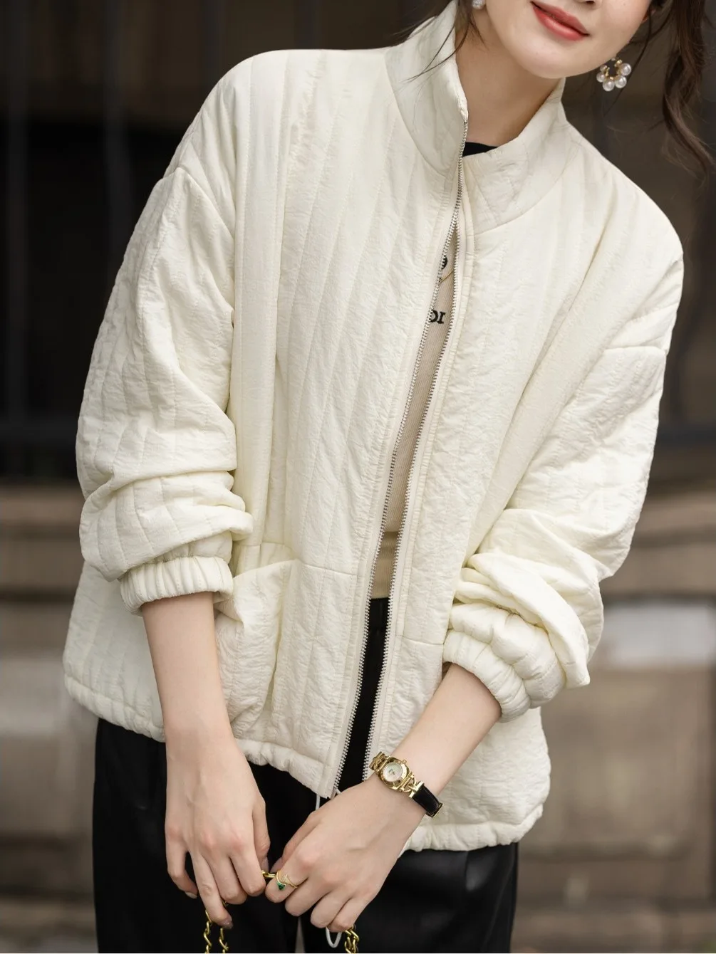 Ele léger col à glissière coton Jaet ort vêtements d'extérieur femmes printemps automne nouveau Sle Baseball orm manteau