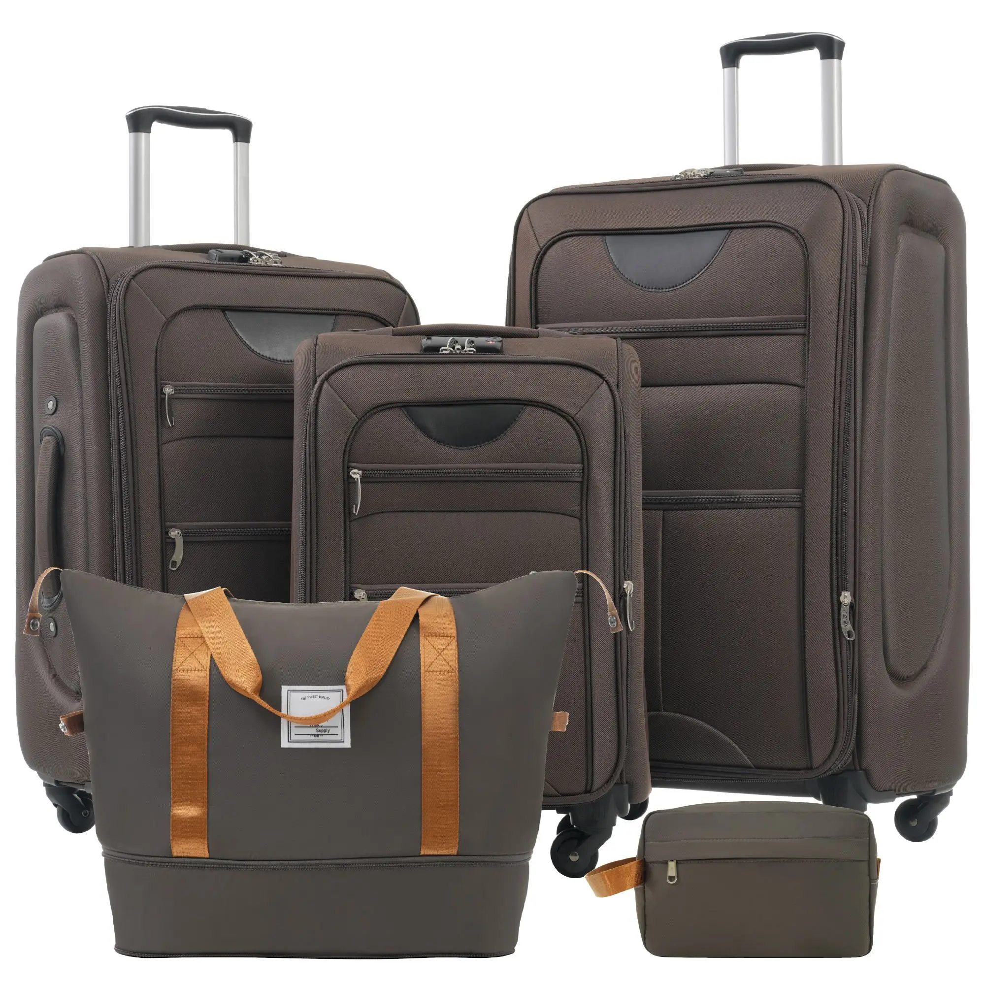

Softside Luggage Expandable 3 Piece Set Suitcase with Duffel Bag Upright Spinner Softshell Lightweight Luggage Travel Set