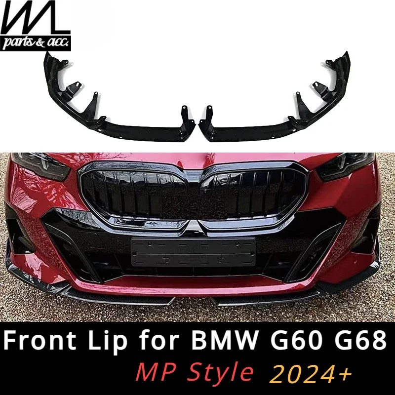 4 PCS Front Lip Bumper Canards Trim Splitters Diffuser for BMW 5 Series G60 G68 MP Style 2024+ Body Kits Spoiler Car Accessories