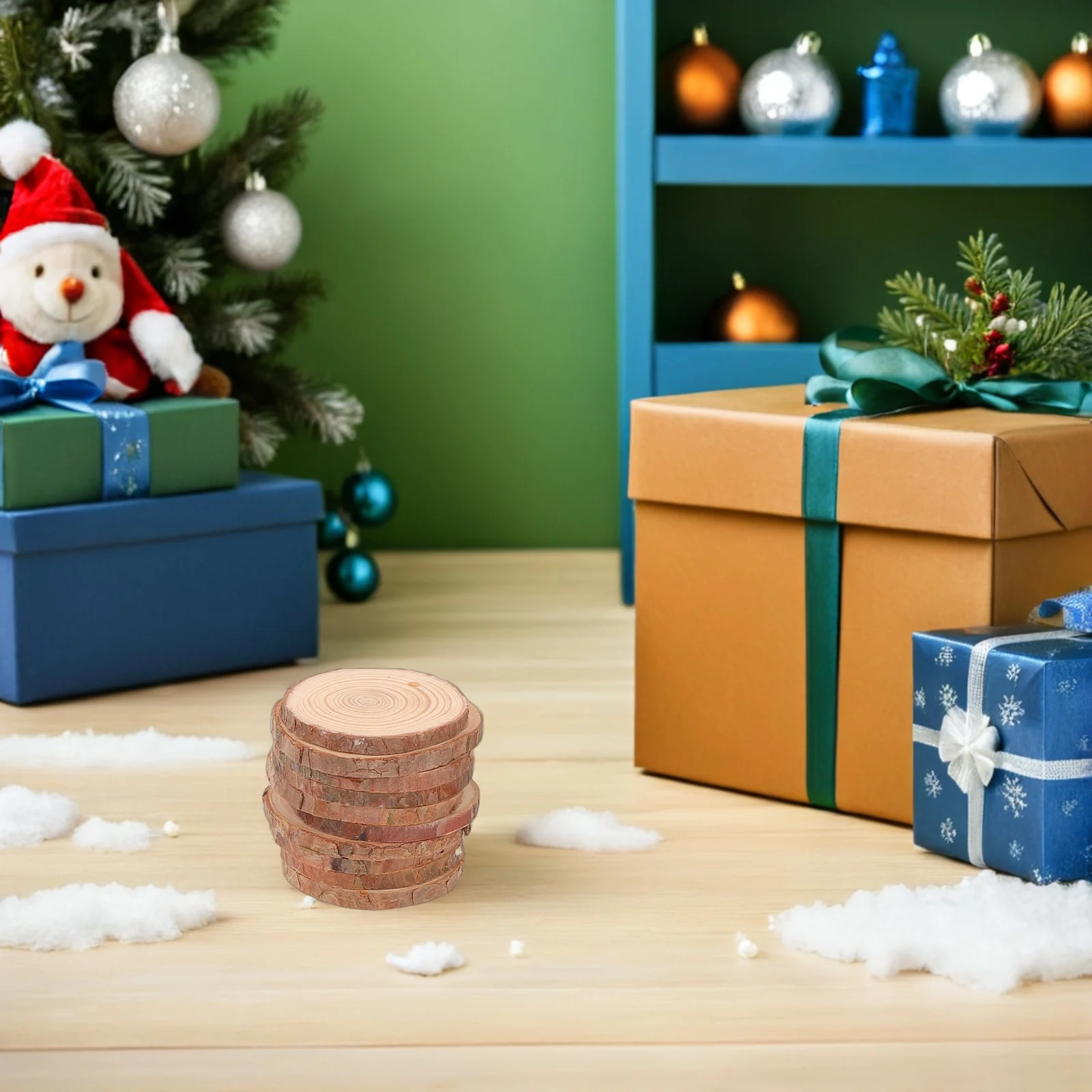 

30 pcs Natural Wood Slices Unfinished Round Craft Discs Pre-Drilled For Diy Christmas Ornaments Camping Crafts Wood Burning