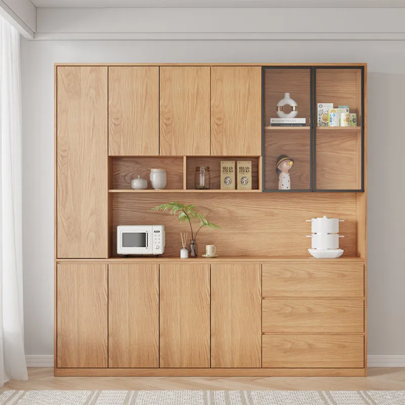 

Dining Side Cabinet Integrated High Cabinet Against The Wall, Household Living Room Kitchen Cabinet Solid Wood Locker